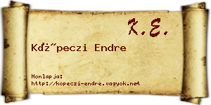 Köpeczi Endre névjegykártya